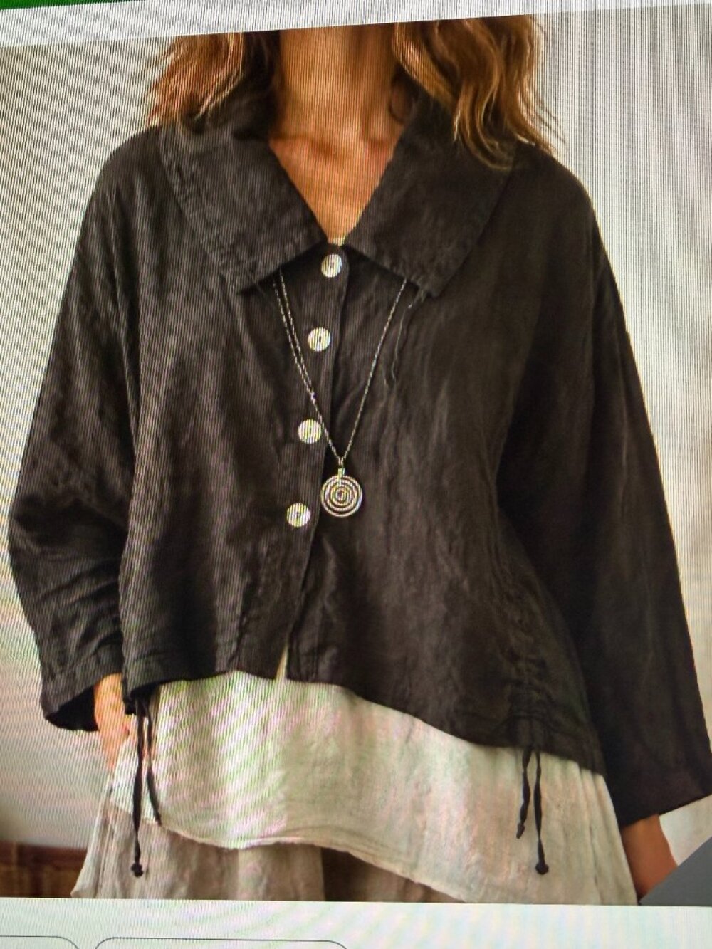 Bryn Walker Women's 100% Linen Jacket Size S Brown Lagenlook Shawl Collar Boho